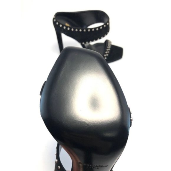 SAINT LAURENT Black Embellished Suede Sandals Mules  Size EU:36 - Picture 9 of 11